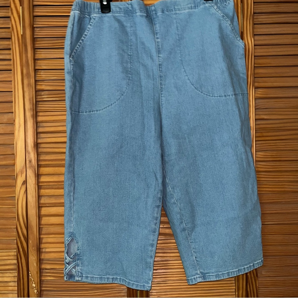 Croft & Barrow‎ Lattice Hem Pull On Mid-Rise Skimmer Jeans XXL New